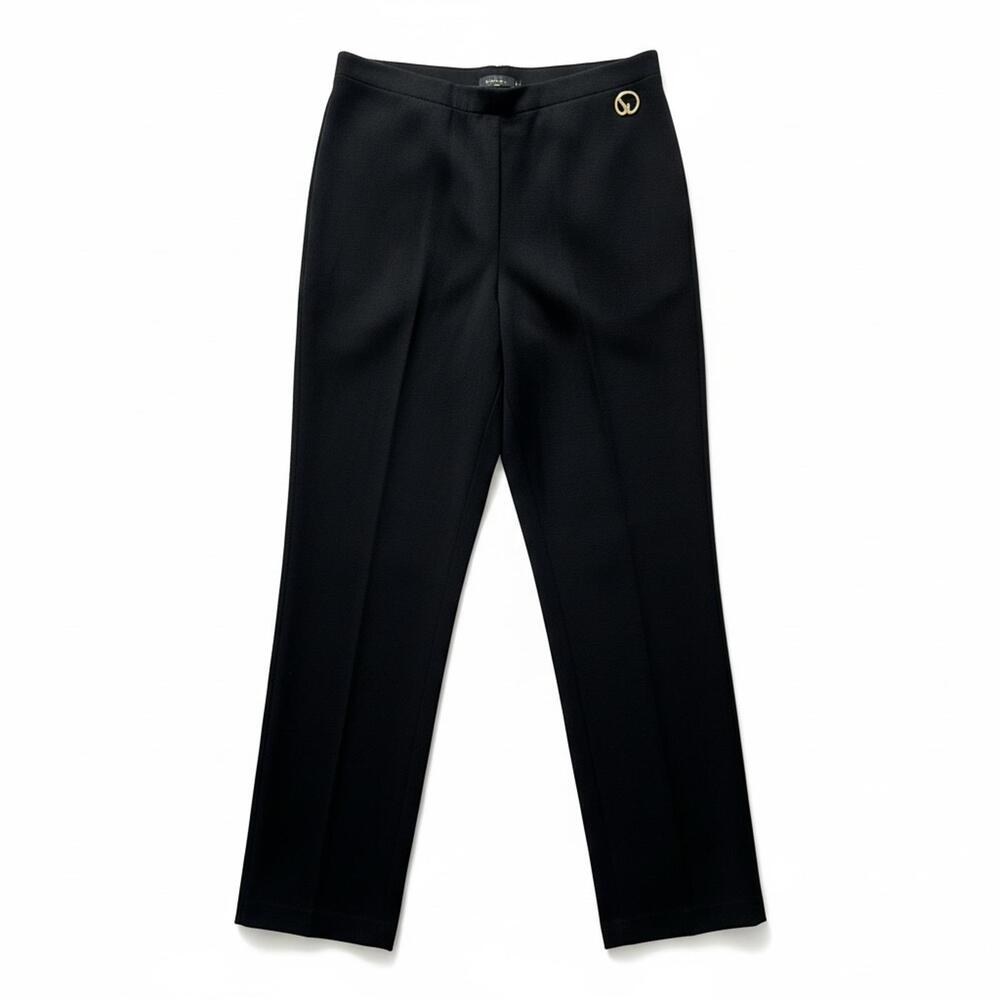 St John Basics Black Knit Pants Wool Blend Straight Leg Quiet Luxury 8